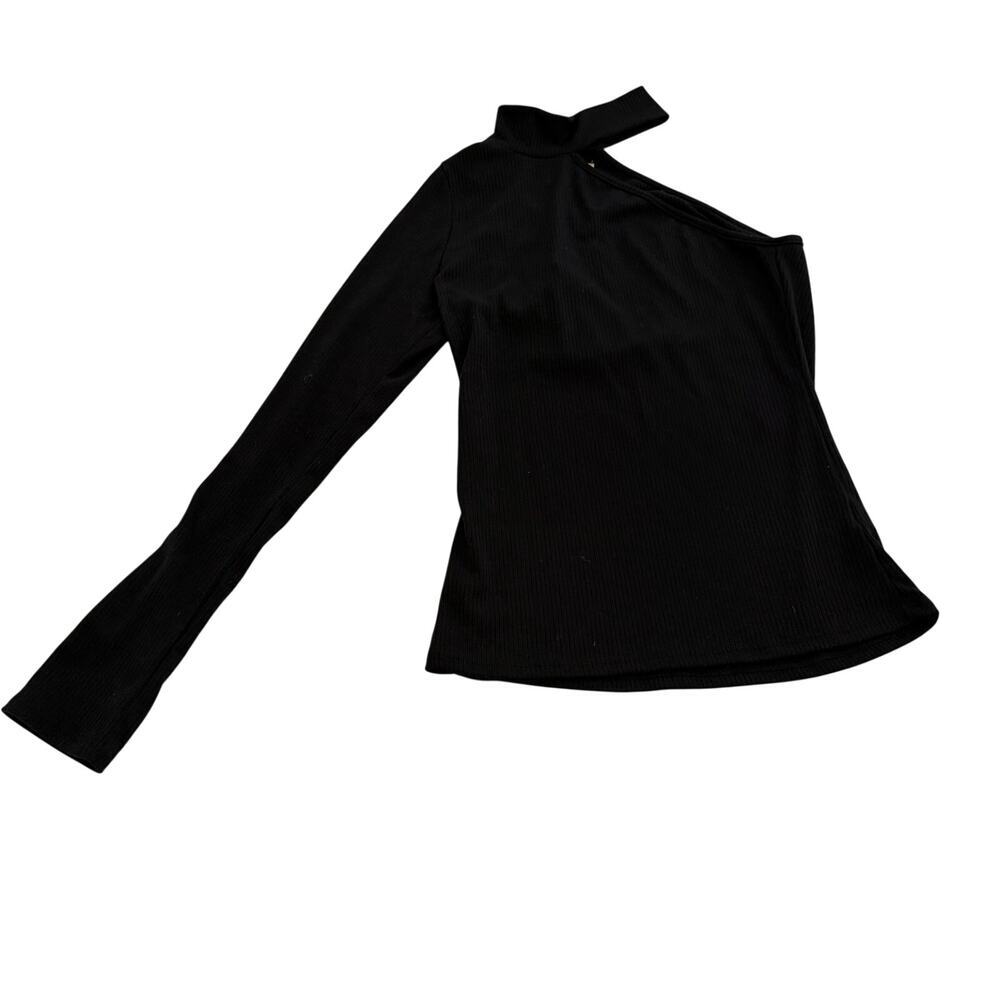 NWT Foundist Los Angeles one sleeve top party holiday dressy sz M black classic